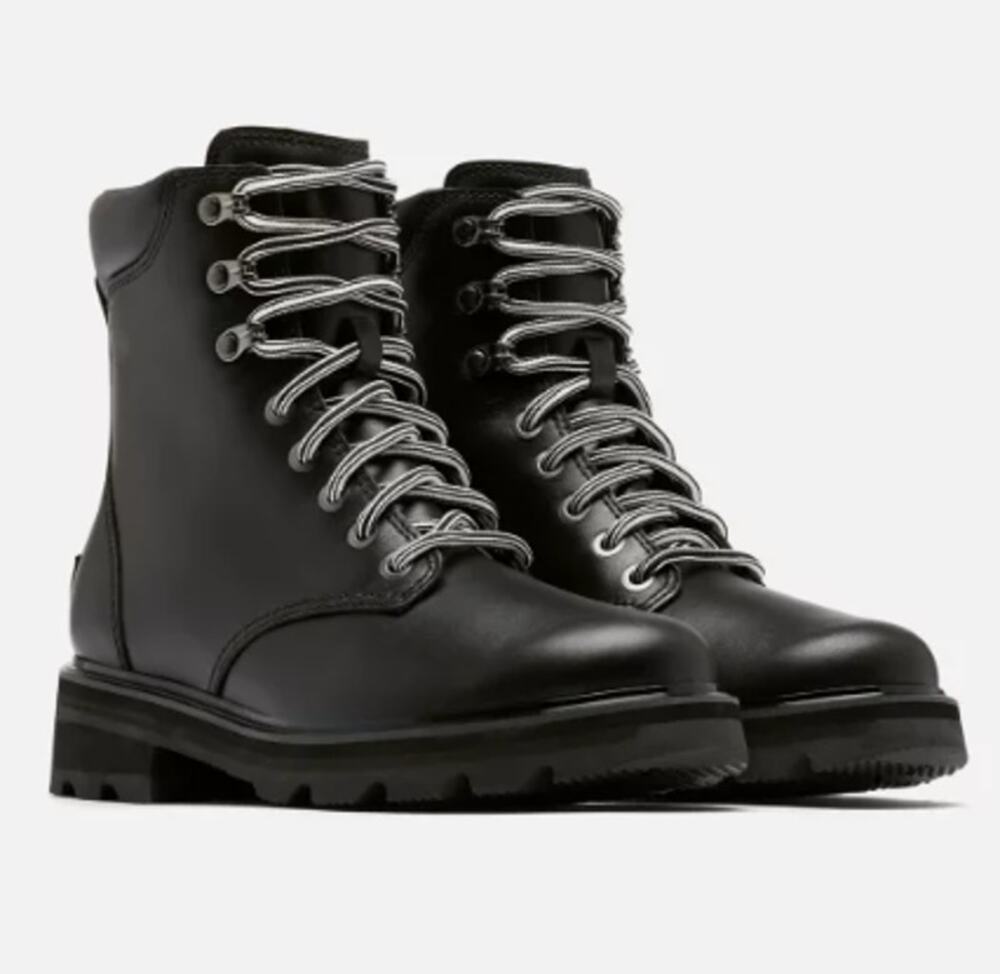 Sorel Womens Lennox Lace Boot US 6 EU 37 Black Waterproof Leather EUC